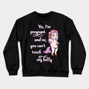 Unicorn with Stop Hand - Yes I'm Pregnant Crewneck Sweatshirt